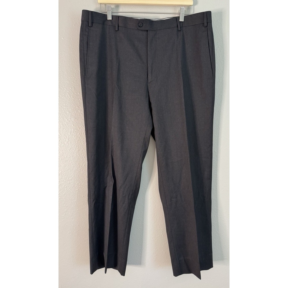 Zanella Todd Men's Charcoal Gray Black 100% Virgin Wool Dress Pants Italy 40x29